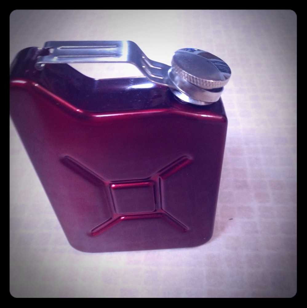 Red little Metal  flask fits in your pocket